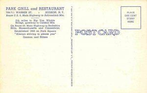 Park Grill Restaurant Interior US 9 Hudson New York linen postcard