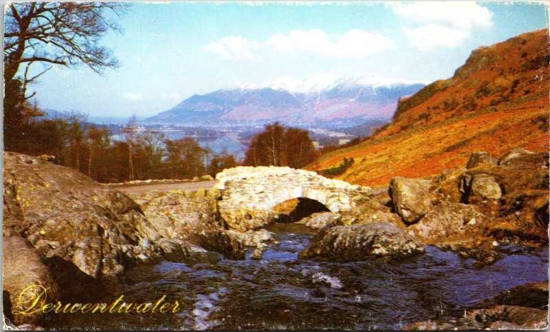 Derwentwater Old Lakeland Dialect Souvenir Postcard Kezzick Postcard PM Vintage 