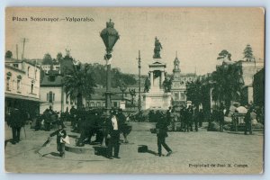 Valparaiso Chile Postcard View of Plaza Sotomayor c1920's Antique Unposted