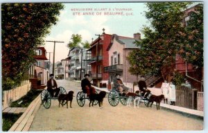 STE ANNE DE BEAUPRE Quebec Canada STREET SCENE Carpenters Going to Work Postcard