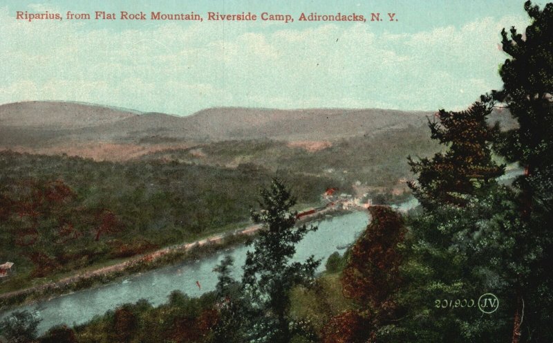 Vintage Postcard 1913 Riparius From Flat Rock Mtn. Riverside Camp Adirondacks NY