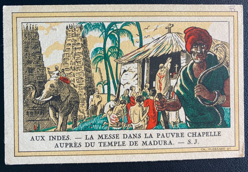 Mint India Color Picture Postcard Madura Temple Chapel Snake Charmer