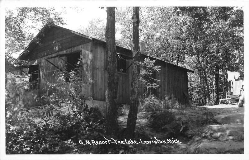 J48/ Lewiston Michigan RPPC Postcard c1940s G. M. Resort Tee Lake 335