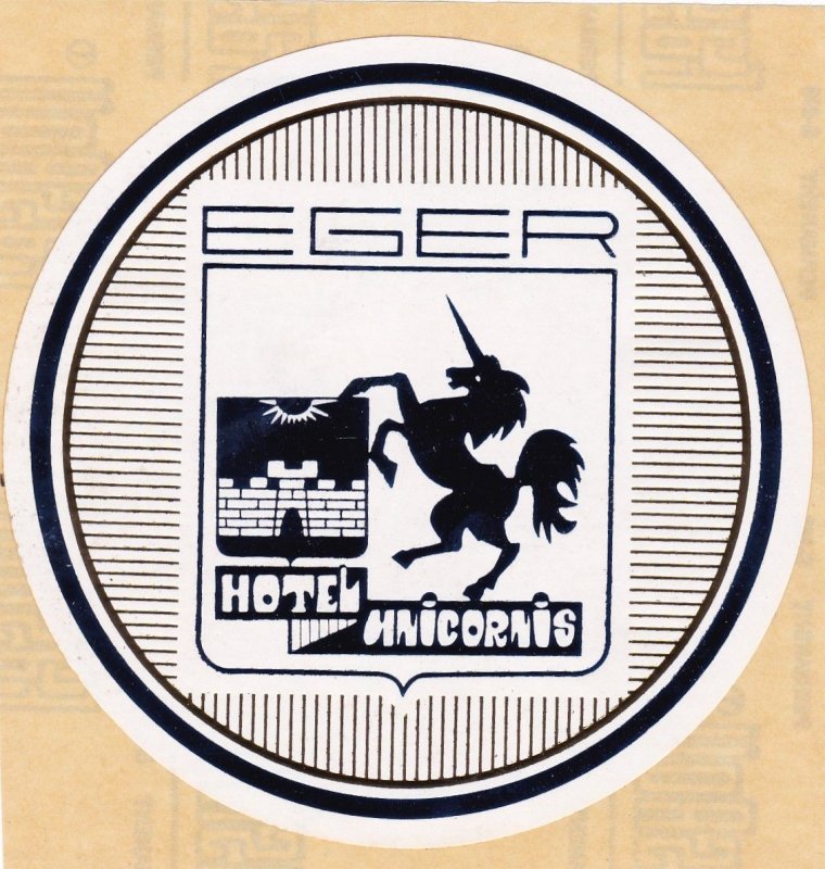 Hungary Egis Hotel Unicornis Vintage Luggage Label sk3893