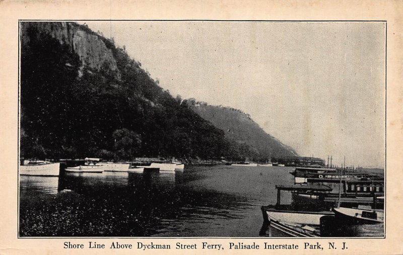 Shore Line Above Dyckman Street Ferry, Palisade Park, N.J., Early Postcard