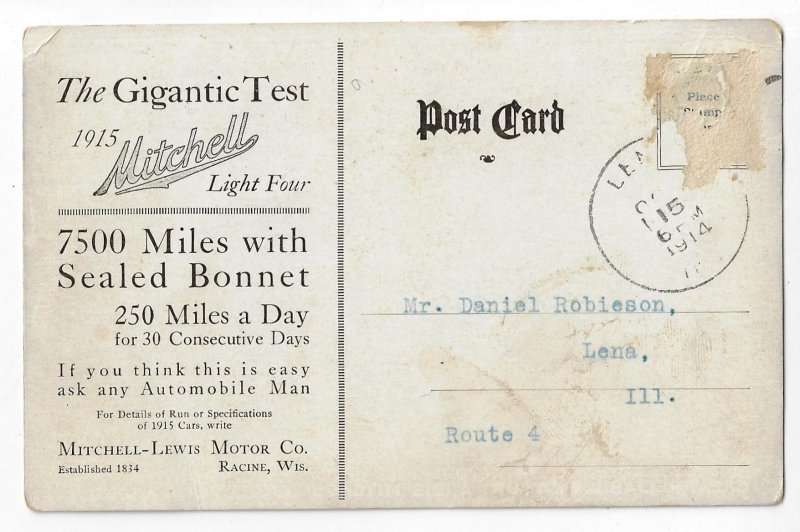 1915 Mitchell Four Automobile Reliability Tour Postcard Mitchell-Lewis Motor Co.