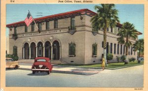 Vintage Postcard 1947 Post Office Building Yuma Arizona Structure US Flag Palms