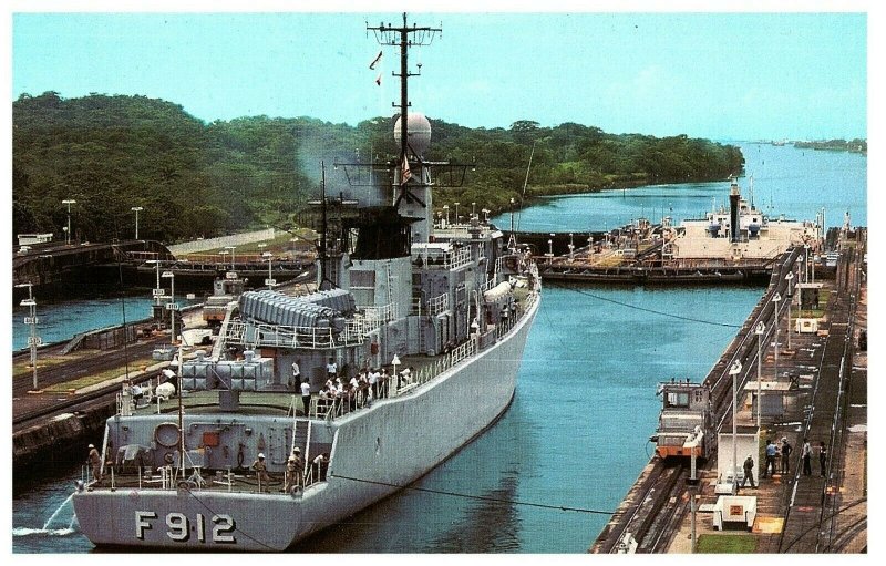 Panama Canal Gatun Locks View from Control Tower toward Gatun Lake Postcard