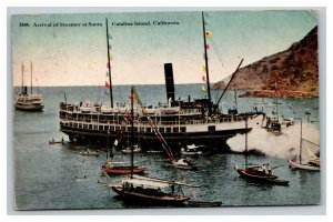 Vintage 1916 Postcard Arrival of Steamer Santa Catalina Island California