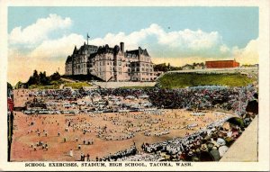 Vtg 1920s High School Exercises at Stadium Tacoma Washington WA Unused Postcard