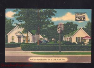 BILOXI MISSISSIPPI AVALON MOTOR LODGE MOTEL LINEN VINTAGE ADVERTISING POSTCARD