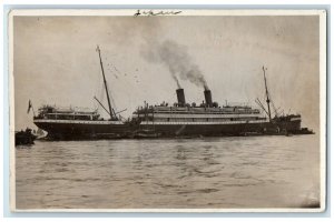 c1920's Bremen Steamer Kobe Japan Unposted Antique RPPC Photo Postcard