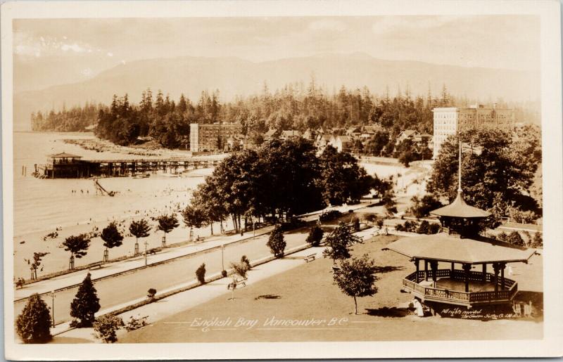 English Bay Vancouver BC Gowen Sutton Unused Real Photo Postcard F10