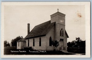 Clear Lake South Dakota SD Postcard RPPC Photo Catholic Church Exterior View