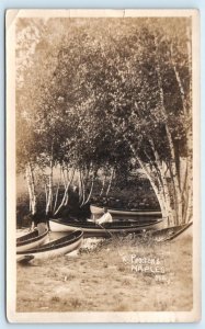 RPPC NAPLES, Maine ME ~ Rowboats at PROCTOR'S 1916 Cumberland County Postcard