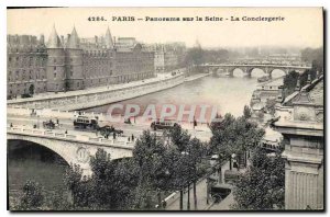 Old Postcard Panorama Paris Seine Conciergerie