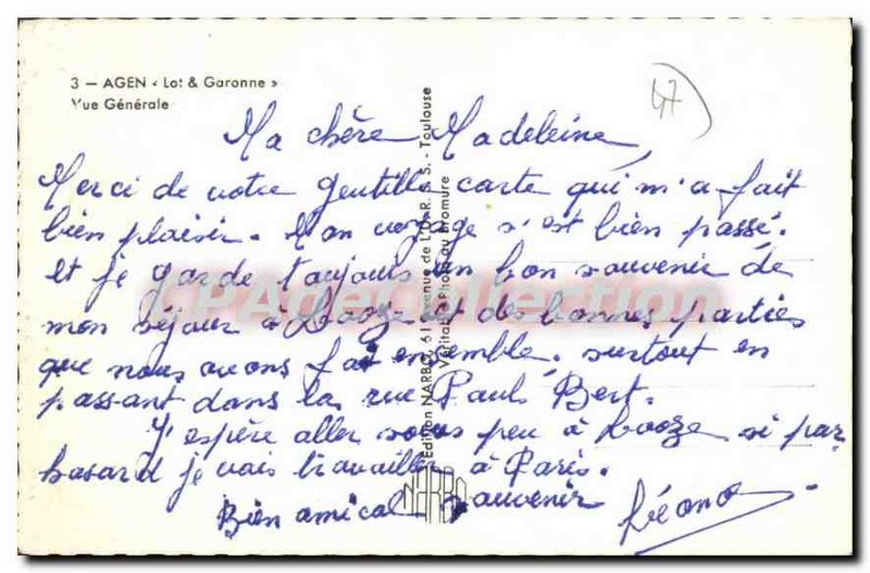 Old Postcard Agen Vue Generale