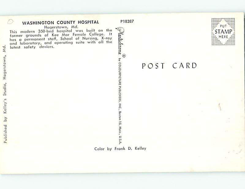 Unused Pre-1980 HOSPITAL SCENE Hagerstown Maryland MD J8900