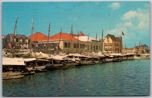 Curacao Netherland Antilles 1950s Postcard Floating Market