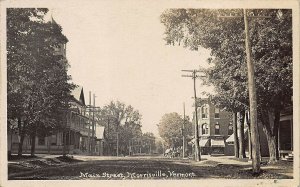 Morrisville VT Main Street Dirt Street Storefronts Horse & Wagons, Cheney RPPC