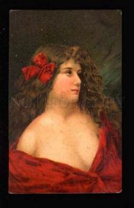 3034290 Lady in Red Long Hair By Angelo ASTI old RUSSIAN RARE