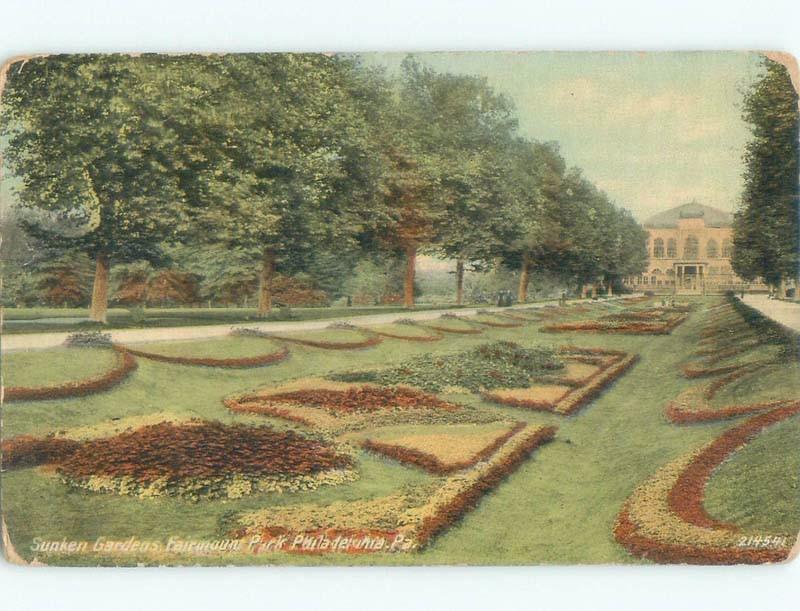 Corner Wear Divided-Back SUNKEN GARDENS AT FAIRMOUNT PARK Philadelphia PA c9588