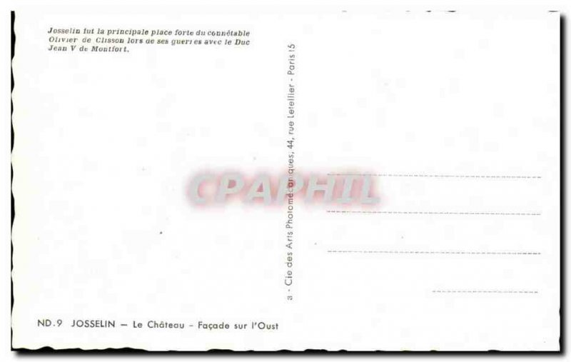 Old Postcard Josselin Le Chateau Facade on & # 39Oust