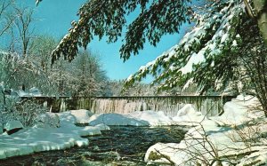 Vintage Postcard Winter Magic Babbling River Calef's Country East Barrington NH