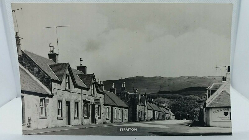 Vintage Rppc Postcard Straiton Ayrshire The Black Bull Inn Bristol Village Shop
