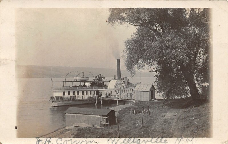 G92/ Ship RPPC Postcard Wellsville New York c1913 Steamer Yates Dock