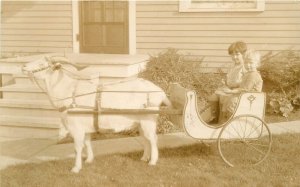 Postcard RPPC C-1910 Goat Cart Children 23-5707