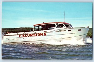 c1960 Bayfield Wisconsin WI Vintage Postcard Sea Queen II Excursions View Yacht