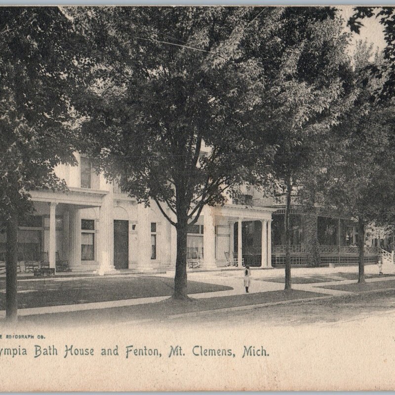 1905 Mt. Clemens, Mich. Olympia Bath House Fenton Collotype Photo Rotograph A188
