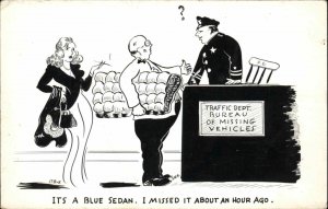 SVA Bombshell Beautiful Woman Policeman Cop Fat Man Missing Car Vintage PC