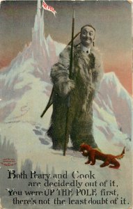 BB London Polar Exploration Postcard E363 Climbing North Pole Peary and Cook Dog