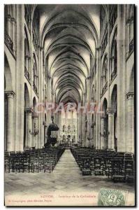 Old Postcard Noyon Interior De La Cathedrale