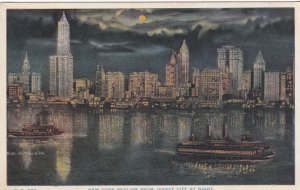 New York Skyline from Jersey City at Night Postcard 