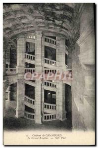 Old Postcard Chateau De Chambord The Grand Staircase