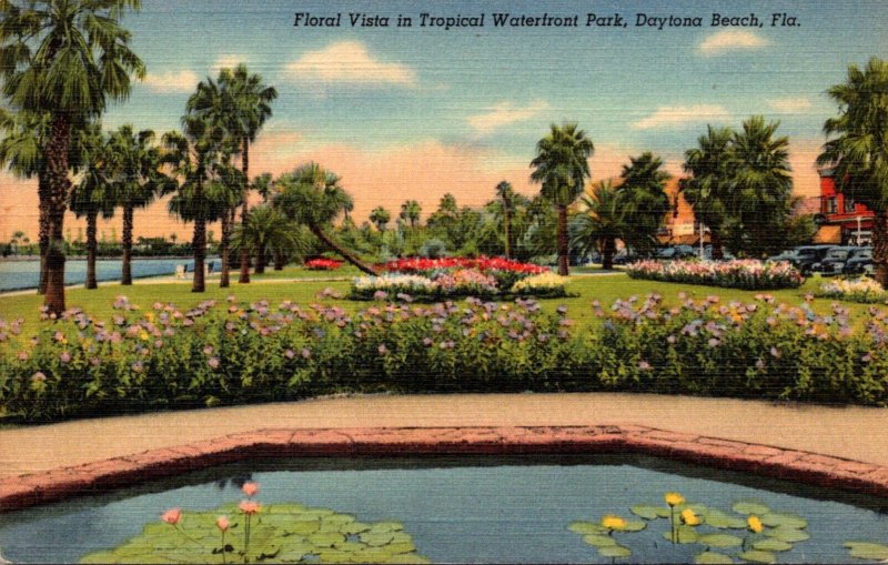 Florida Daytona Beach Floral Vista In Tropical Waterfront Park Curteich