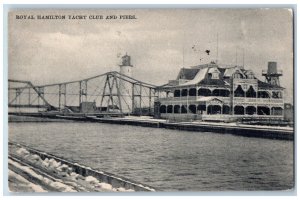 Hamilton Ontario Canada Postcard Piers and Royal Hamilton Yacht Club 1907