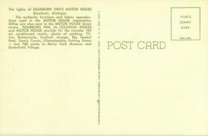 Dearborn Inn Motor House Lobby Dearborn MI Vintage Postcard Early American Decor