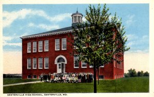 Centerville, Maryland - Children in front of the Centerville High School - c1920