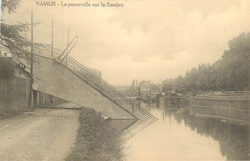 Belgium Namur Sambre bridge destroyed by bombardement