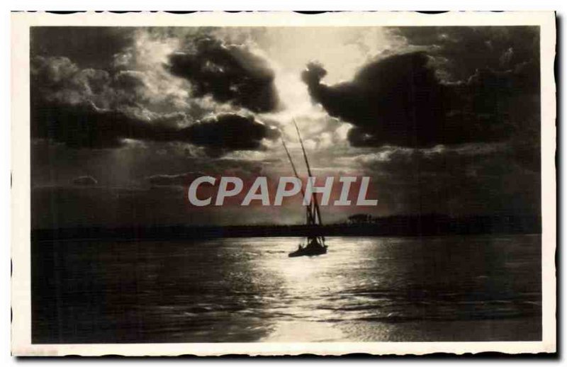 Postcard Cairo Modern Sailing Boat On The Nile At Sunset Boat Egypt