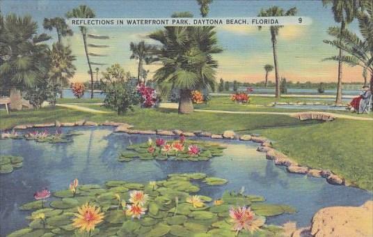 Florida Daytona Beach Reflections In Waterfront Park Daytona Beach 1951