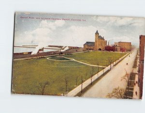 Postcard Grant Park And Illinois Central Depot, Chicago, Illinois