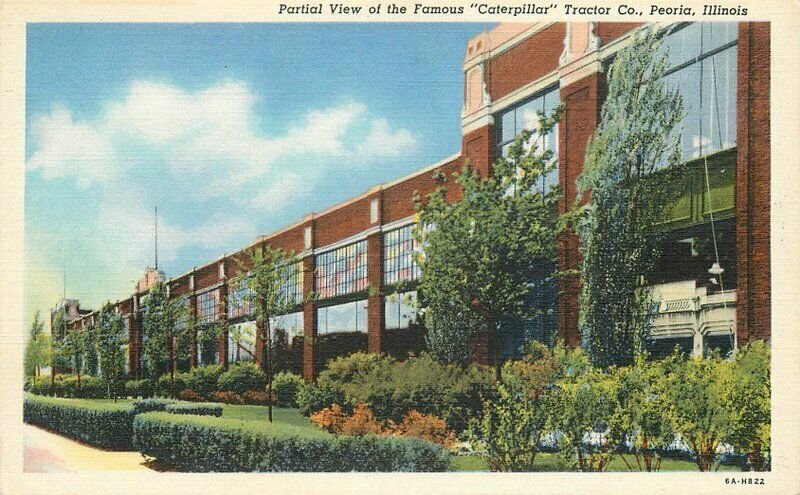 Caterpillar Tractor Company Peoria Illinois Teich View 1940s Postcard 20-9989