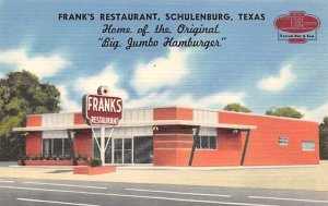 Frank's Restaurant Big Jumbo Hamburger, Linen - Schulenburg, Texas TX  