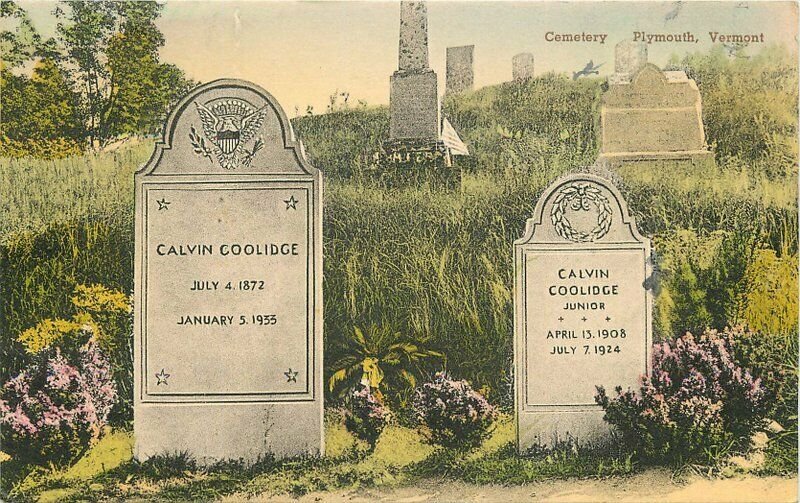 Albertype Cemetery Plymouth Vermont Hand Colored 1948 Postcard 20-4384