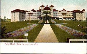 Postcard Front View of Potter Hotel in Santa Barbara, California